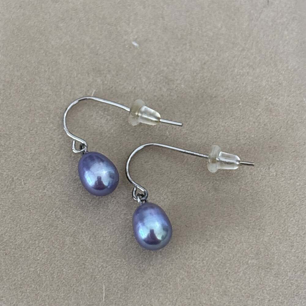Honora Sterling Silver 8.6mm Lavender Purple Pearl French Hook Dangle Earrings